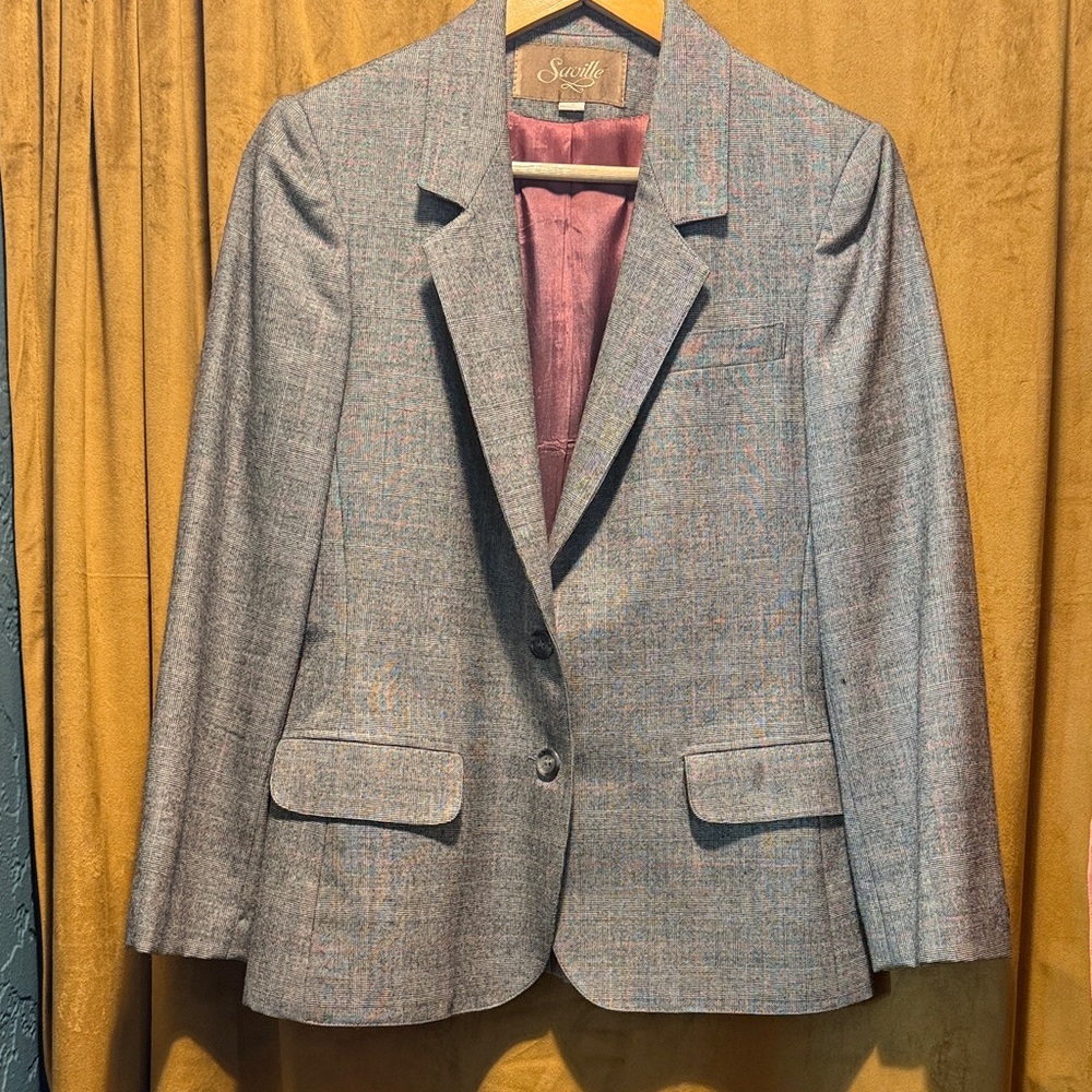 Vintage Saville Gray Checked Women's Tailored Blazer